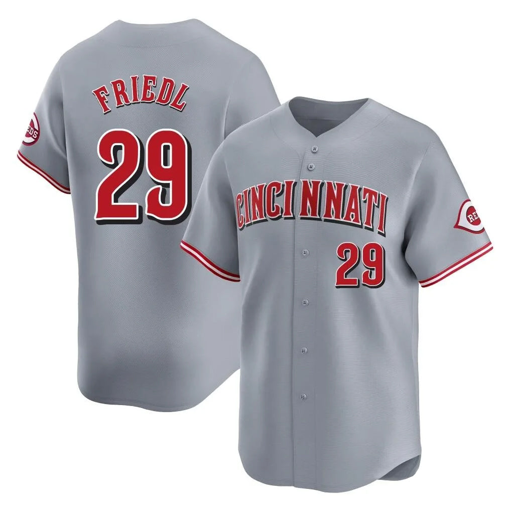 Cincinnati Reds #29 TJ Friedl Player Gray HOLBERT Home Limited Stitched Jerseys