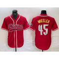 Philadelphia Phillies #45 Zack Wheeler Red HOLBERT Cool Base Stitched Jersey