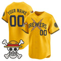 Custom Milwaukee Brewers x One Piece Gold HOLBERT Vapor Premier Limited Jersey - Stitched