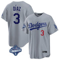 Los Angeles Dodgers #3 Edwin D¨ªaz Player Gray HOLBERT World Series Meet Game Home Stitched Jerseys