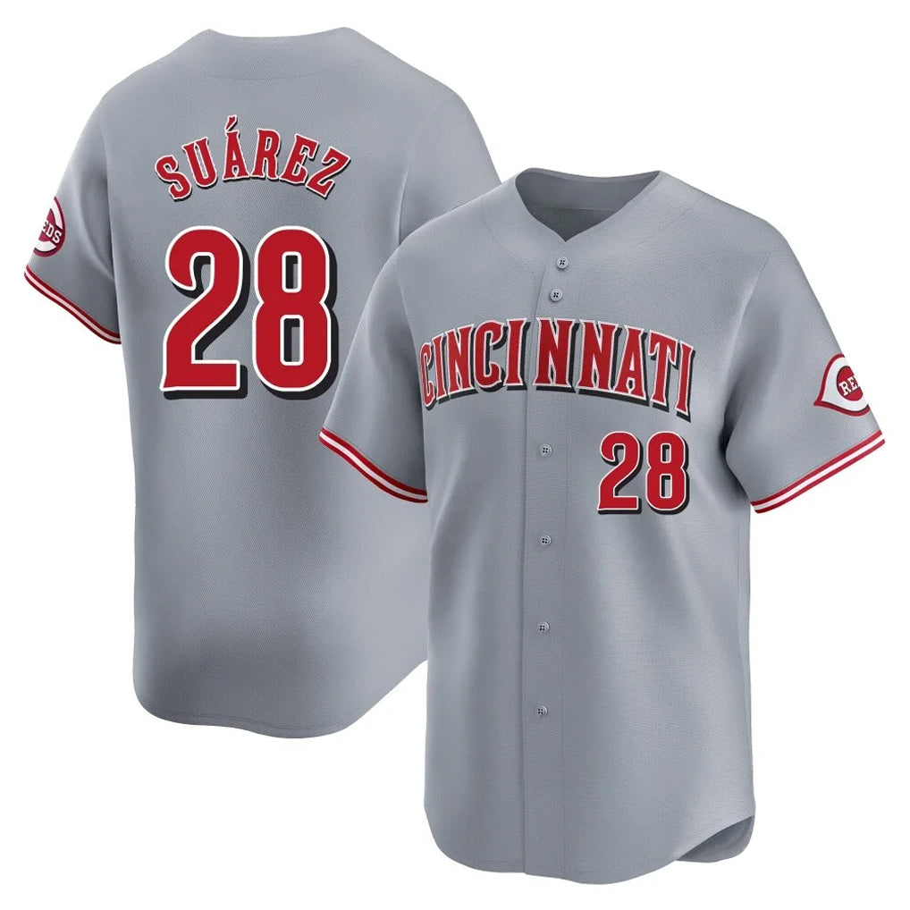 Cincinnati Reds #28 Eugenio Su¨¢rez Player Gray HOLBERT Home Limited Stitched Jerseys