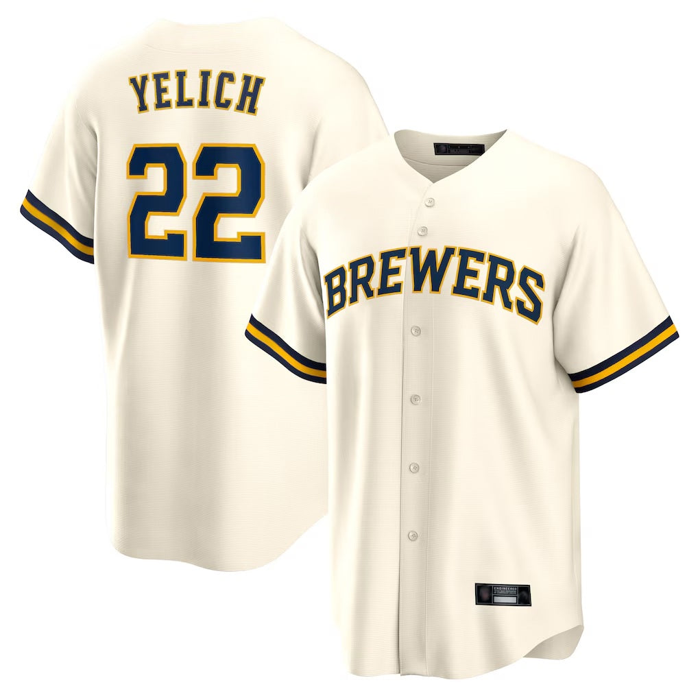 Milwaukee Brewers #22 Christian Yelich Player Cream HOLBERT Home Game Stitched Jerseys