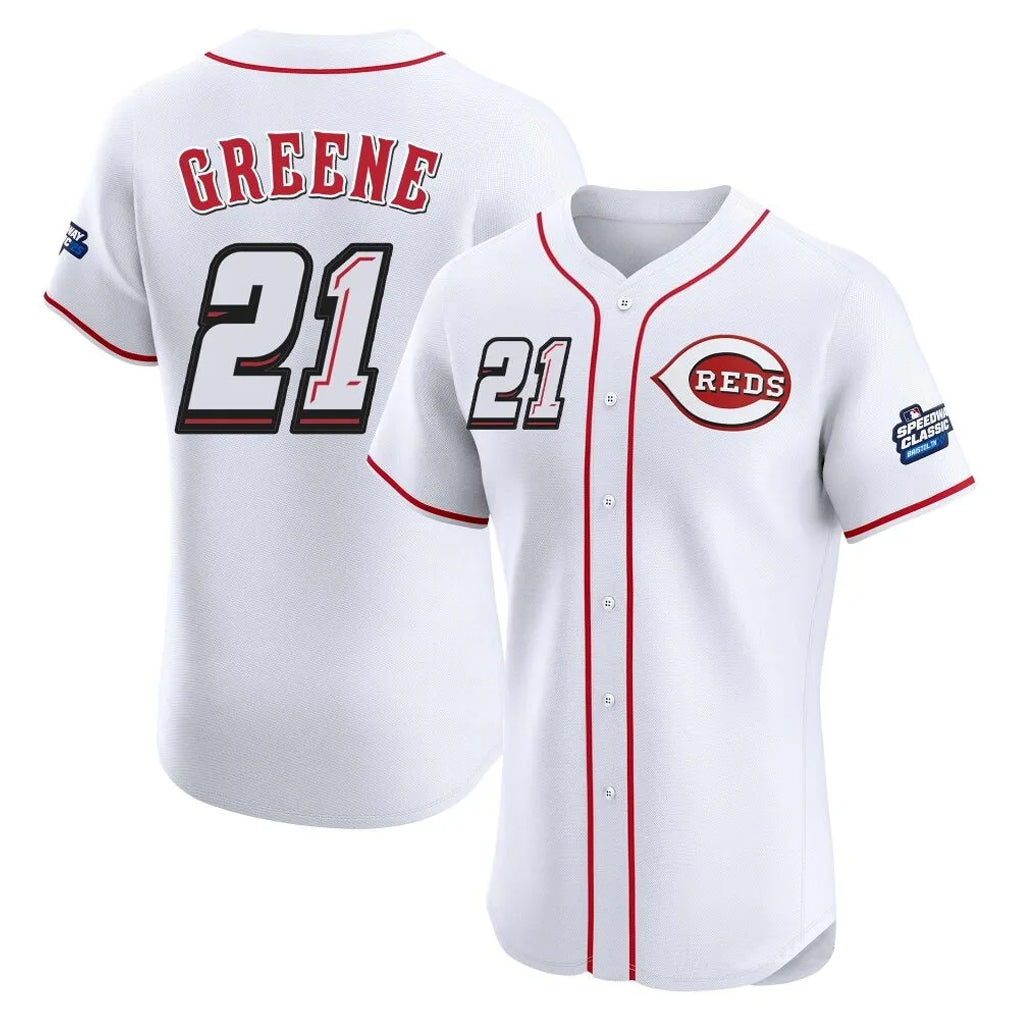 Cincinnati Reds #21 Hunter Greene Player White HOLBERT Speedway Classic Limited Elite Home Stitched Jerseys