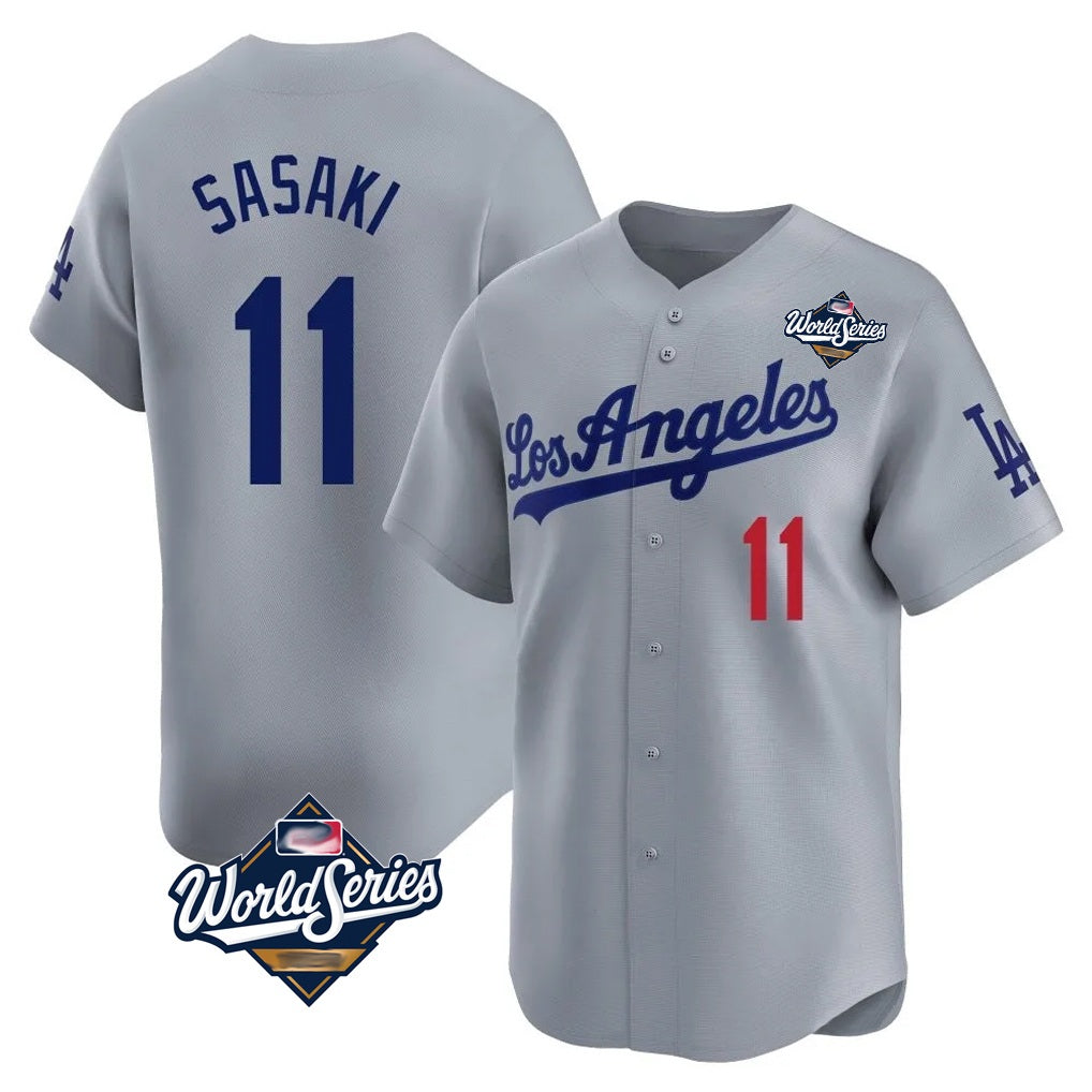 Los Angeles Dodgers #11 Roki Sasaki Player Gray HOLBERT World Series Limited Home Stitched Jerseys