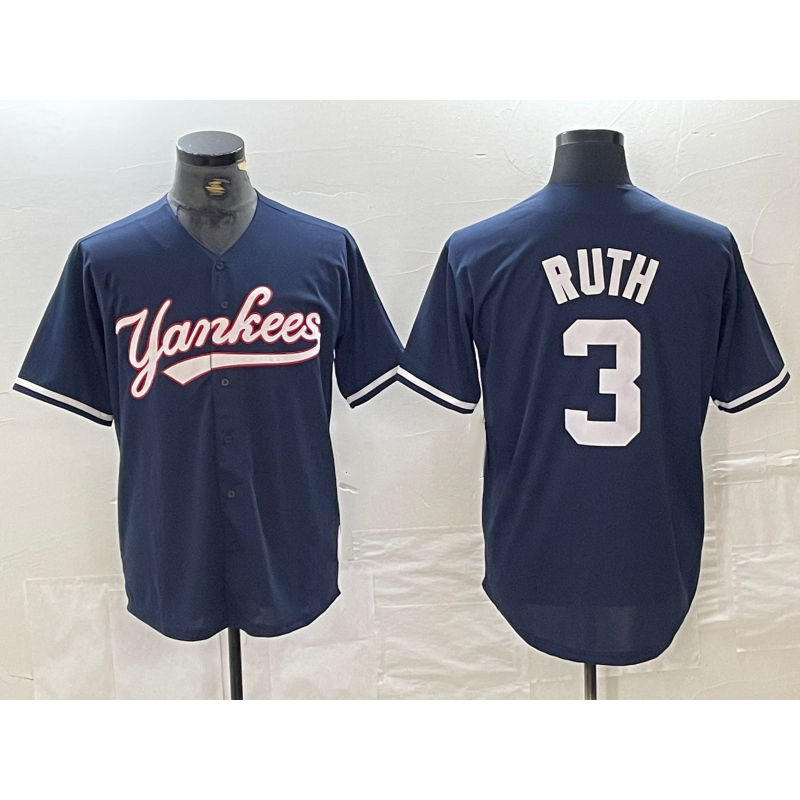 New York Yankees #3 Babe Ruth Navy HOLBERT Cool Base Stitched Jersey