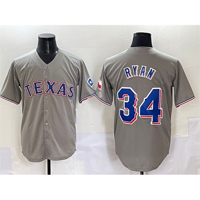 Texas Rangers #34 Nolan Ryan Grey HOLBERT With Patch Cool Base Stitched Jersey