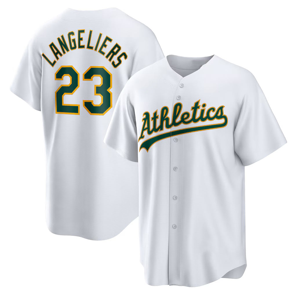 Oakland Athletics #23 Shea Langeliers White HOLBERT Home Replica Jersey