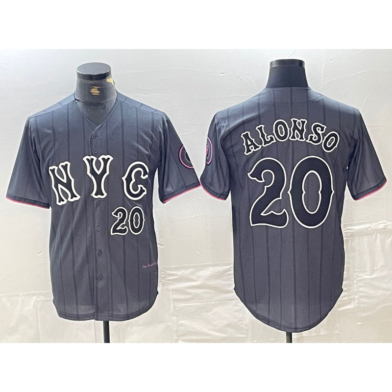 New York Mets #20 Pete Alonso Number Grey HOLBERT 2024 City Connect Cool Base Stitched Jersey 2