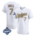 Los Angeles Dodgers #7 Blake Snell Player White Gold HOLBERT World Series Meet Limited Elite Home Stitched Jerseys