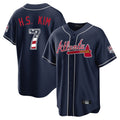 Atlanta Braves #7 Ha-Seong Kim Player Navy HOLBERT USA 250 Fourth Of July Limited Home Game Stitched Jerseys