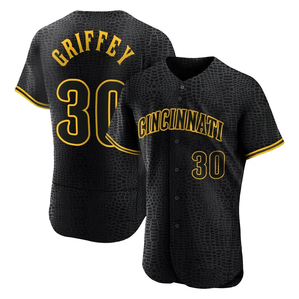 Cincinnati Reds #30 Ken Griffey Player Black HOLBERT Snake Skin City Limited Elite Home Stitched Jerseys