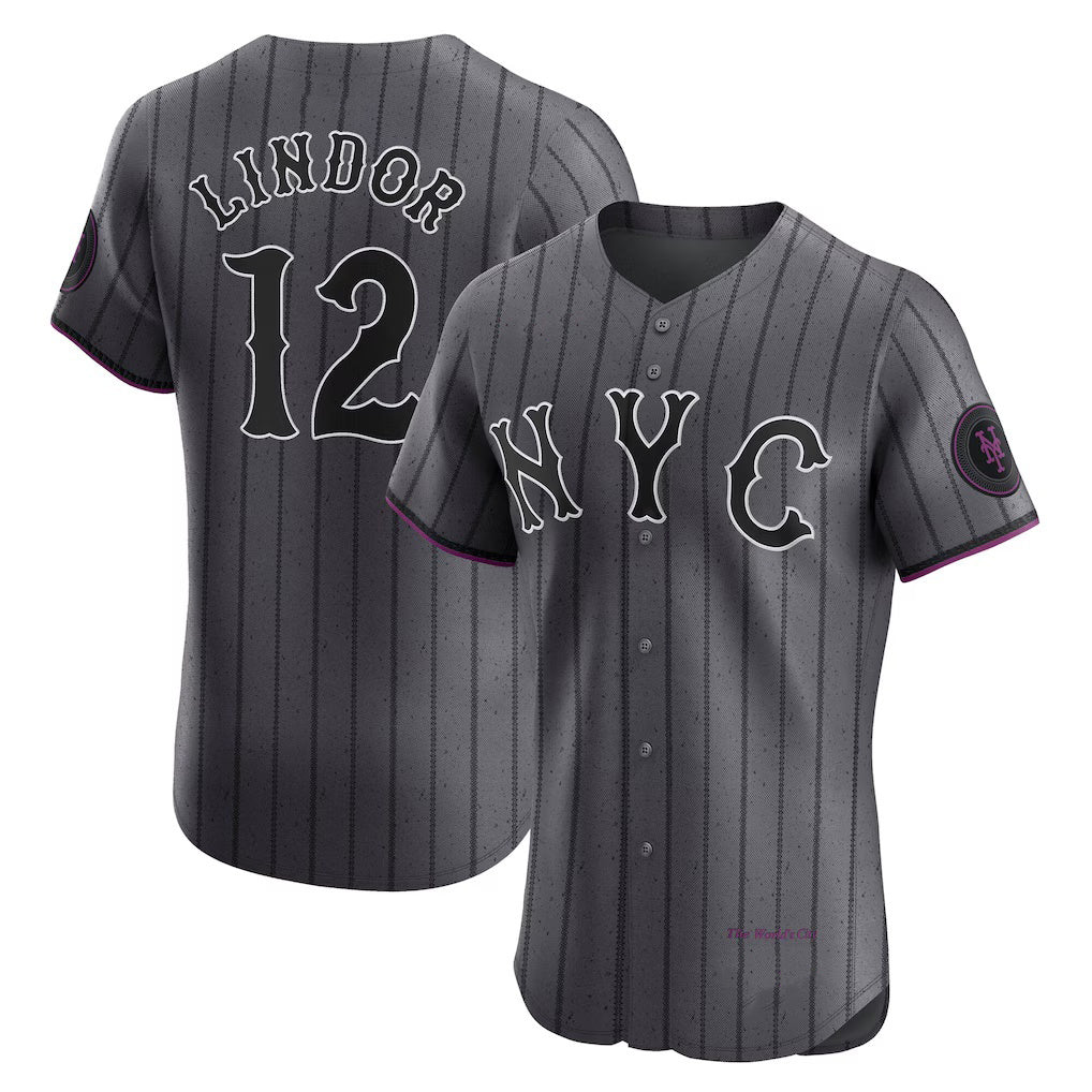 New York Mets #12 Francisco Lindor Gray HOLBERT City Connect Elite Jersey