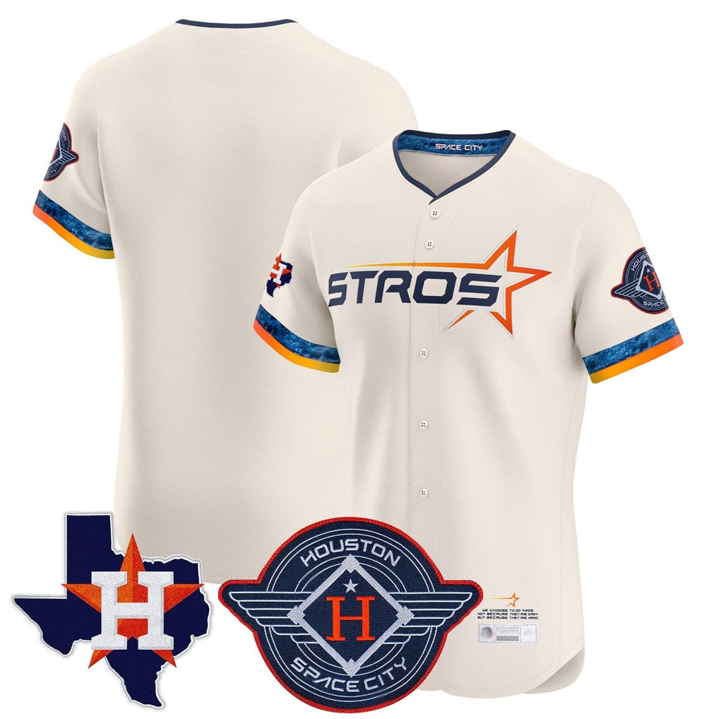 Houston Astros Blank Player Cream HOLBERT City Connect Texas Patch Vapor Premier Limited Elite Home Stitched Jerseys