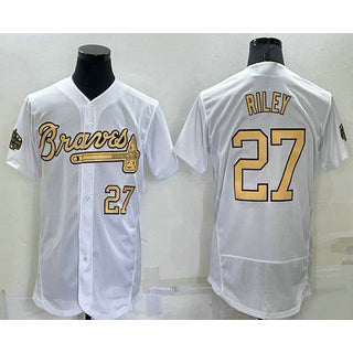 Atlanta Braves #27 Austin Riley Number White HOLBERT 2022 All Star Stitched Flex Base Jersey