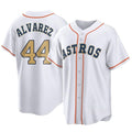 Houston Astros #44 Yordan Alvarez Player Gold HOLBERT Collection Game Home Stitched Jerseys