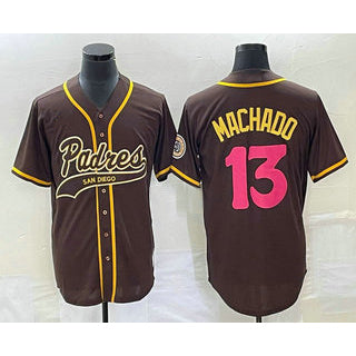 San Diego Padres #13 Manny Machado Brown HOLBERT NEW 2023 City Connect Cool Base Stitched Jersey 2