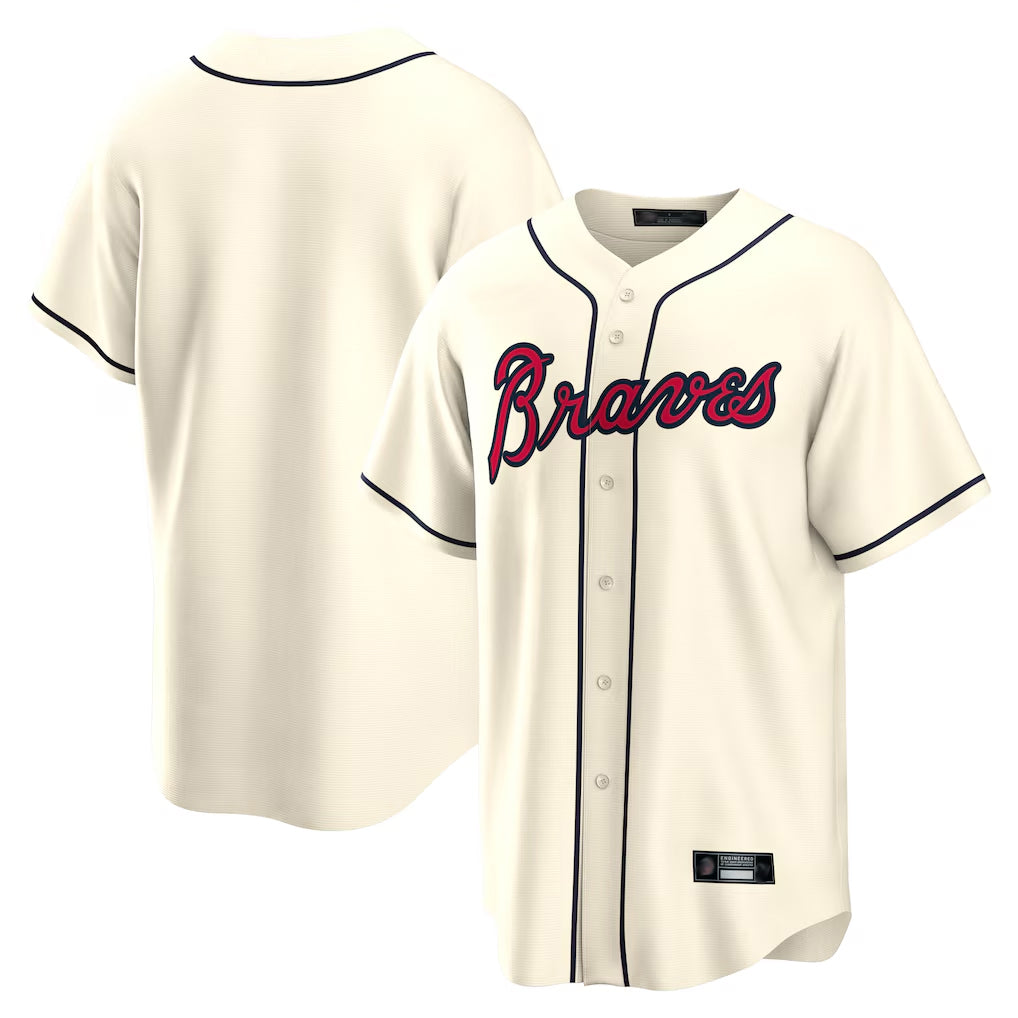Atlanta Braves Cream HOLBERT Home Game Blank Player Stitched Jerseys