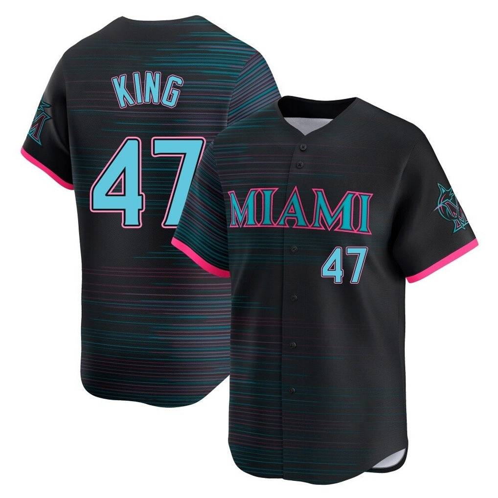 Miami Marlins #47 John King Player Black HOLBERT City Connect Home Limited Stitched Jerseys