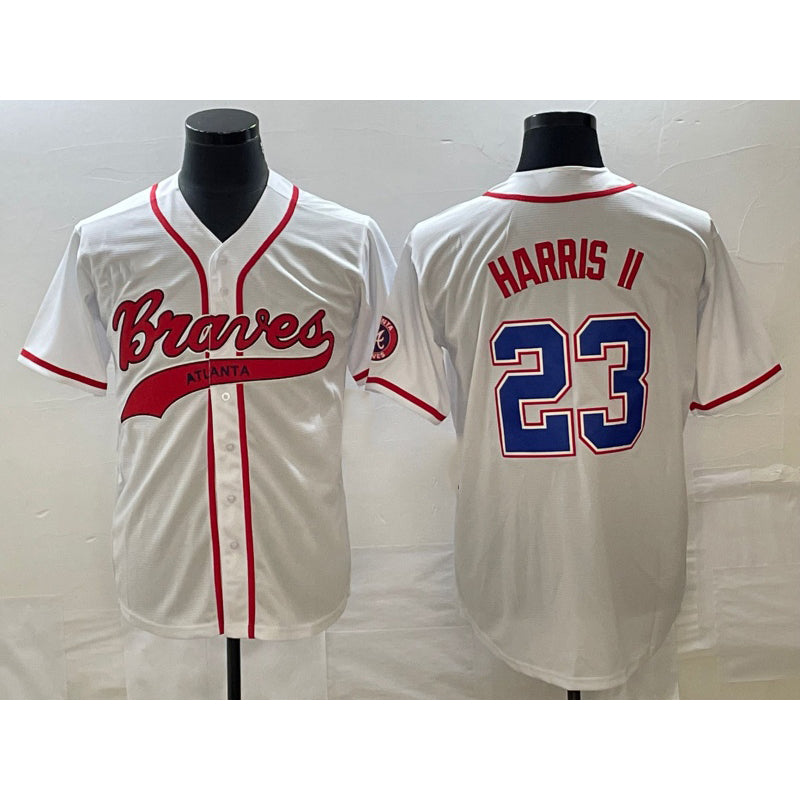 Atlanta Braves #23 Michael Harris II White HOLBERT Cool Base With Patch Stitched Jersey 2