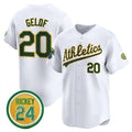 Oakland Athletics #20 Zack Gelof White HOLBERT 2024 Home Limited With Rickey Henderson Patch Stitched Jersey