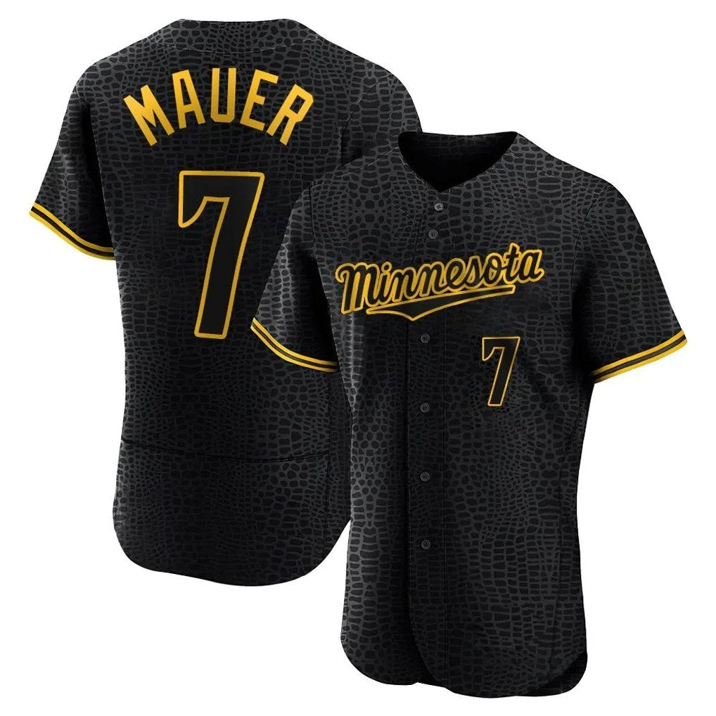 Minnesota Twins #7 Joe Mauer Player Black HOLBERTSnake Skin City Home Limited Elite Stitched Jerseys