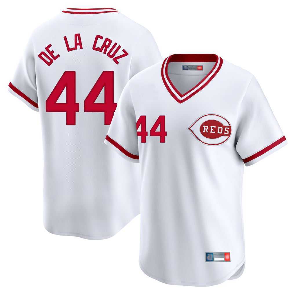 Cincinnati Reds #44 Elly De La Cruz Player White HOLBERT Cooperstown Collection Limited T-shirt Home Stitched Jerseys
