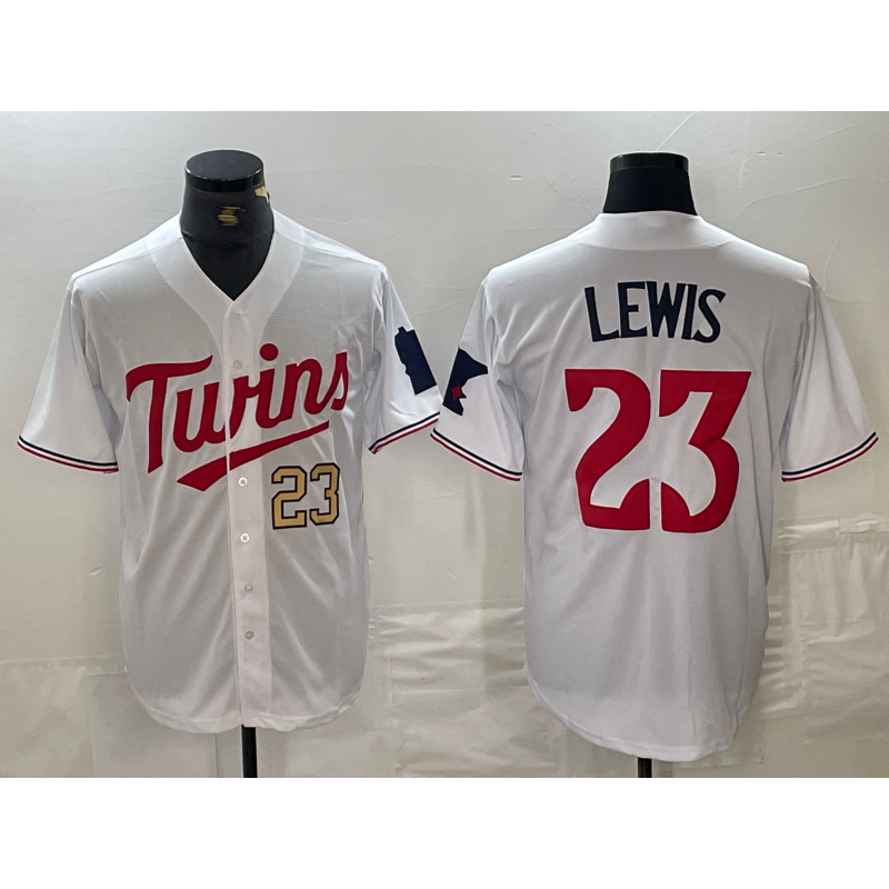 Minnesota Twins #23 Royce Lewis Number White HOLBERT Stitched Cool Base Jerseys