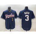 New York Yankees #3 Babe Ruth Number Navy HOLBERT Cool Base Stitched Jersey