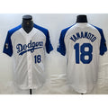 Los Angeles Dodgers #18 Yoshinobu Yamamoto Number White Blue HOLBERT Fashion Stitched Cool Base Limited Jersey 2