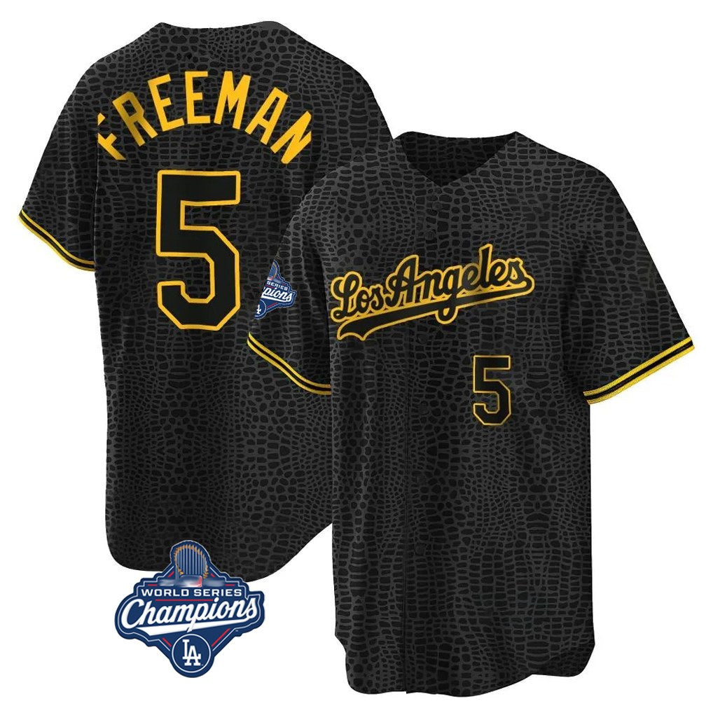 Los Angeles Dodgers #5 Freddie Freeman Player Gold World Series Meet Black HOLBERT Limited Home Stitched Jerseys