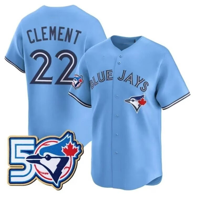Toronto Blue Jays #22 Ernie Clement Blue HOLBERT 50th Anniversary Alternate Limited Jersey