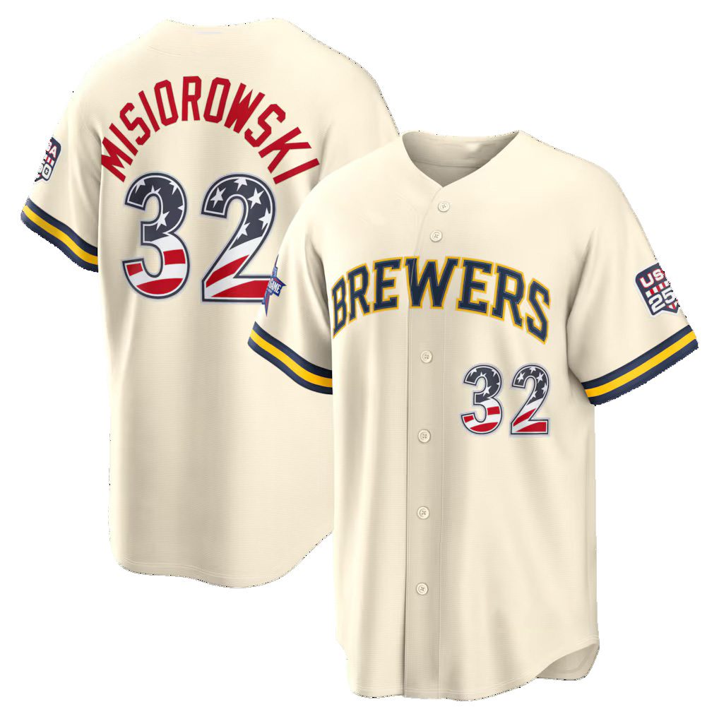 Milwaukee Brewers #32 Jacob Misiorowski 2026 All-Star Edition Stars & Stripes Cream HOLBERT Stadium Jersey