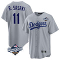 Los Angeles Dodgers #11 Roki Sasaki Player Gray HOLBERT World Series Game Stitched Jerseys