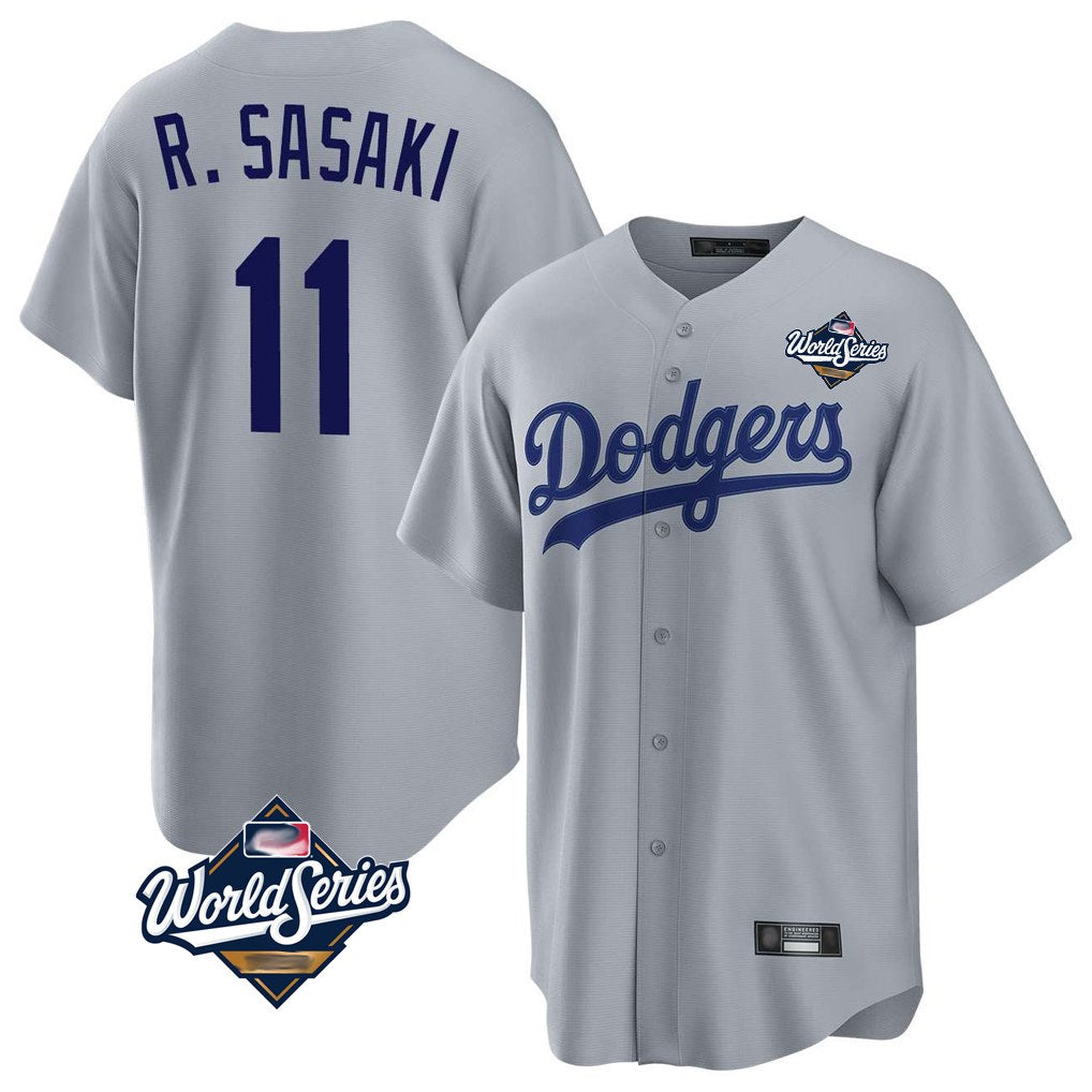 Los Angeles Dodgers #11 Roki Sasaki Player Gray HOLBERT World Series Game Stitched Jerseys