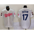 Los Angeles Dodgers #17 Shohei Ohtani White Pink HOLBERT Vin & Kobe Patch Stitched Jersey 2