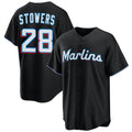 Miami Marlins #28 Kyle Stowers Black HOLBERT Cool Base Stitched Jersey