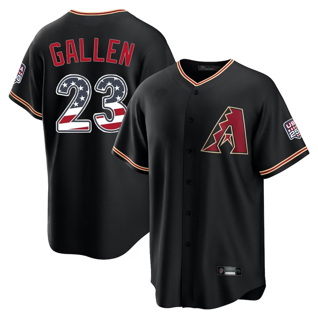 Arizona Diamondbacks #23 Zac Gallen Player Black HOLBERT USA 250 Fourth of July Game Home Stitched Jerseys