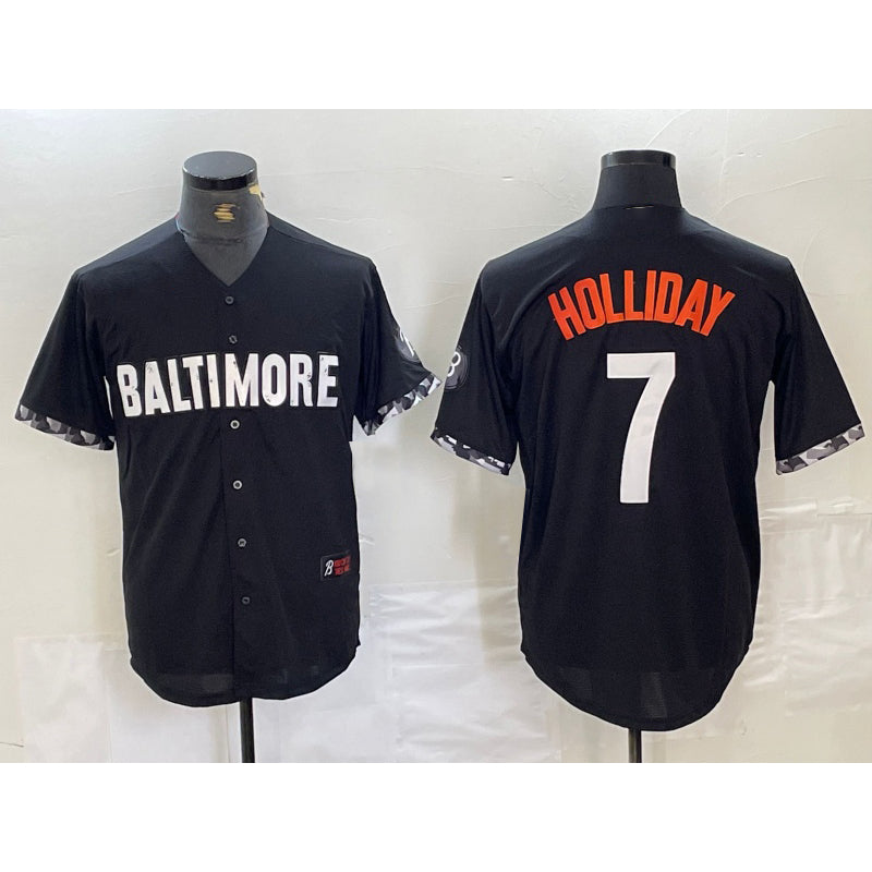 Baltimore Orioles #7 Jackson Holliday Black HOLBERT 2023 City Connect Cool Base Stitched Jersey