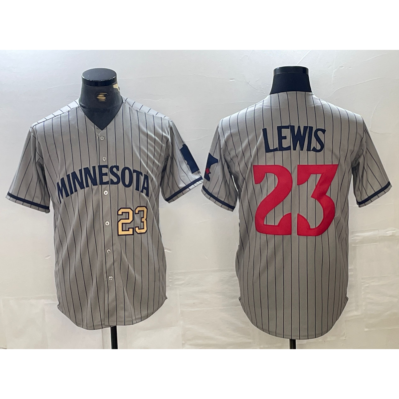 Minnesota Twins #23 Royce Lewis Number 2023 Grey HOLBERT Home Team Cool Base Stitched Jersey 2