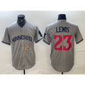 Minnesota Twins #23 Royce Lewis Number 2023 Grey HOLBERT Home Team Cool Base Stitched Jersey 2