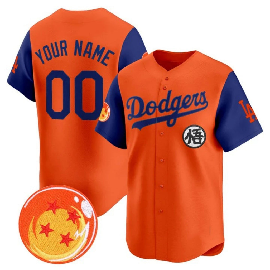 Custom Los Angeles Dodgers x Dragon Ball Royal Orange HOLBERT Vapor Premier Limited Jersey - Stitched