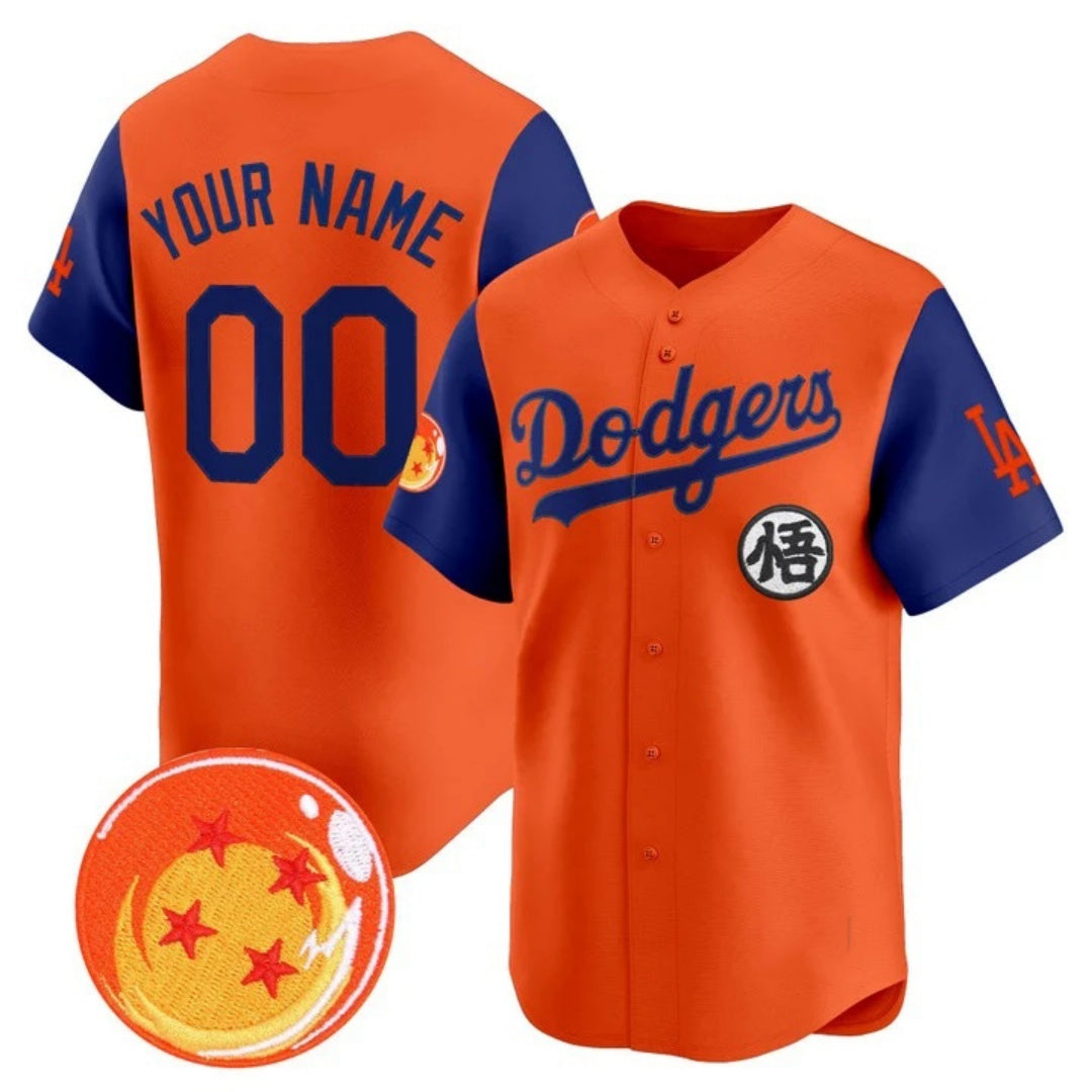 Custom Los Angeles Dodgers x Dragon Ball Royal Orange HOLBERT Vapor Premier Limited Jersey - Stitched
