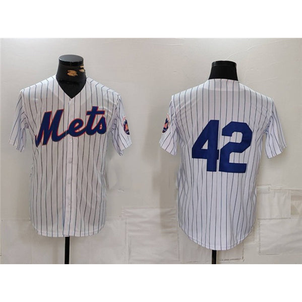 New York Mets #42 Jackie Robinson White HOLBERT Cool Base Stitched Jersey