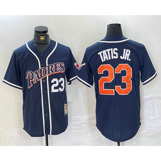 San Diego Padres #23 Fernando Tatis Jr Navy Blue HOLBERT Stitched Cool Base Throwback Jersey