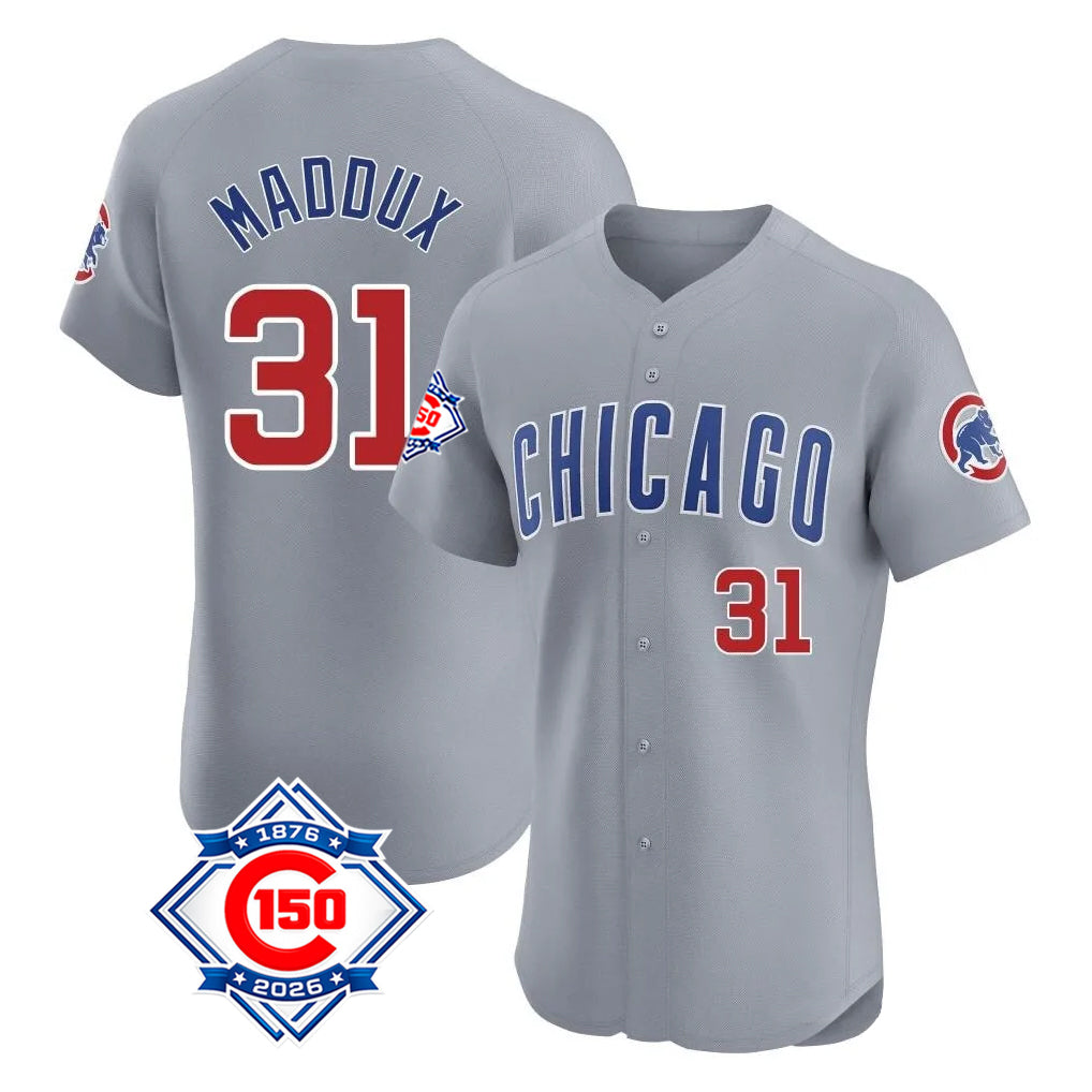 Chicago Cubs #31 Greg Maddux Player Gray HOLBERT Road 150th Anniversary Limited Elite Home Stitched Jerseys