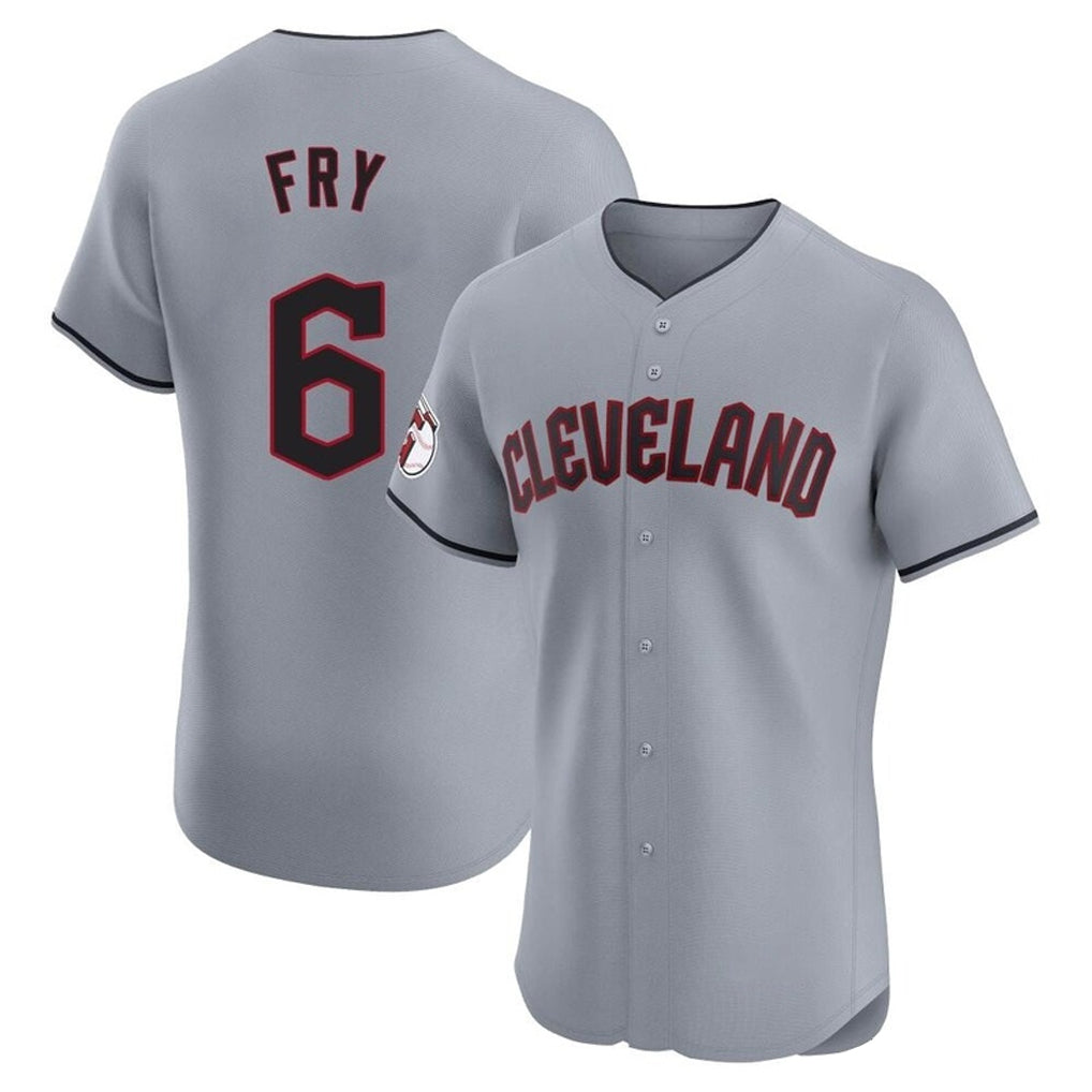 Cleveland Guardians #6 David Fry Player Gray HOLBERT Road Limited Elite Home Stitched Jerseys