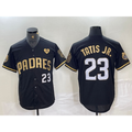 San Diego Padres #23 Fernando Tatis Jr Black Gold HOLBERT With Patch Cool Base Stitched Jersey