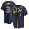 Milwaukee Brewers #3 Joey Ortiz Player Navy HOLBERT Home Stadium Game Stitched Jerseys