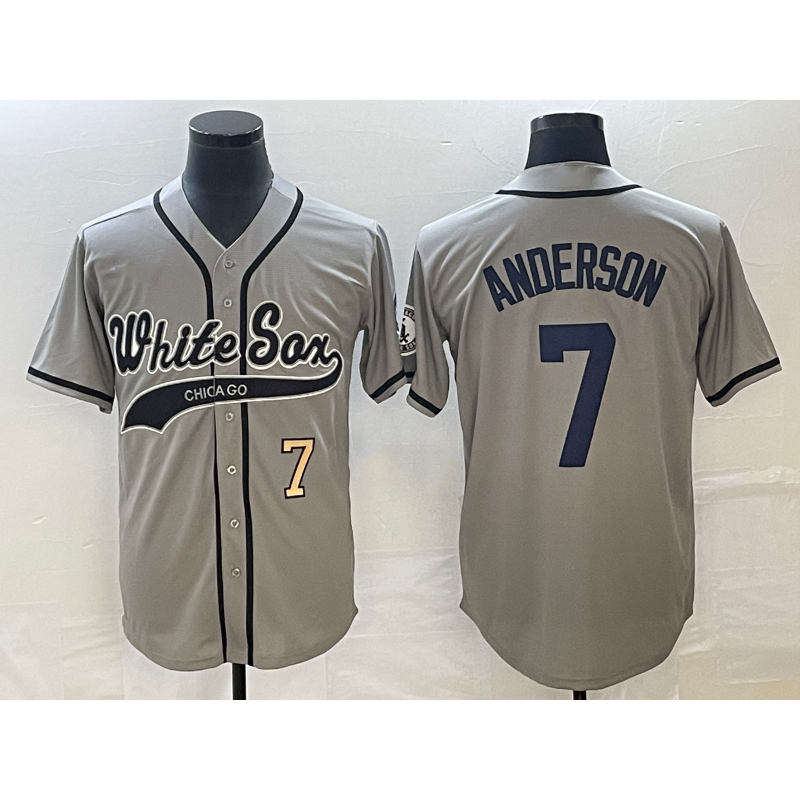 Chicago White Sox #7 Tim Anderson Number Grey HOLBERT Cool Base Stitched Jersey
