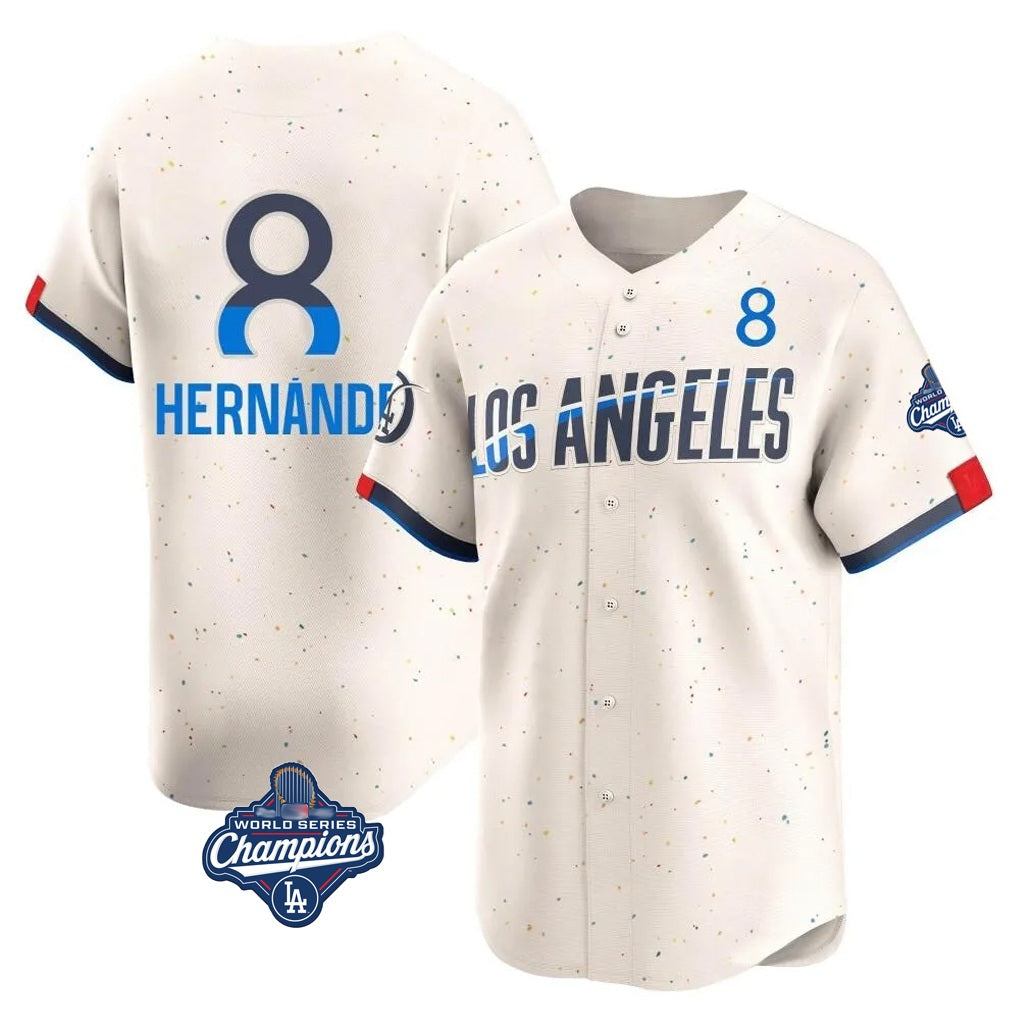 Los Angeles Dodgers #8 Enrique Hern¨¢ndez Player Cream HOLBERT World Series Meet City Connect Limited Home Stitched Jerseys